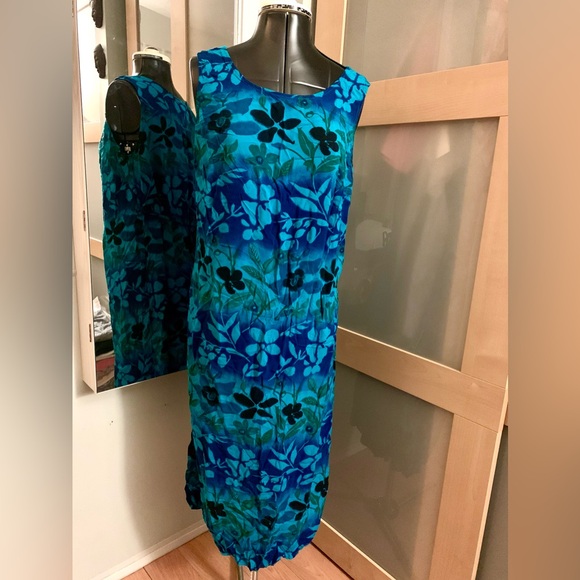 VTG, Tropical Floral Midi Dress, L - Picture 1 of 5